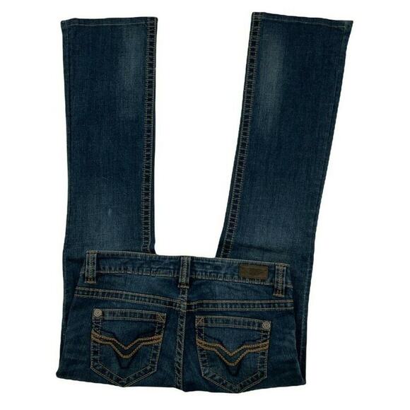 Harley Davidson Denim Jeans Women Size 6 Bootcut Stretch Med Wash Whiskers Blue - Picture 7 of 9